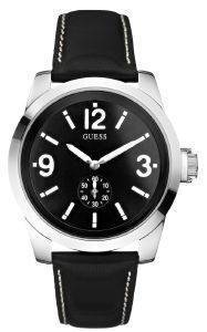 GUESS SMALL SECOND BLACK LEATHER STRAP