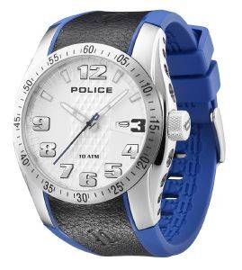   POLICE BASEL TOPGEAR-X BLACK AND BLUE RUBBER STRAP