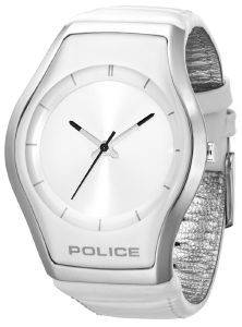   POLICE X WHITE LEATHER STRAP