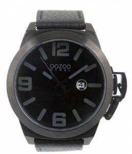 ΑΝΔΡΙΚΟ ΡΟΛΟΙ OOZOO STEEL XXL BLACK LEATHER STRAP ΑΝΔΡΙΚΟ ΡΟΛΟΙ OOZOO STEEL XXL BLACK LEATHER STRAP