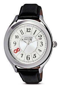   MOSCHINO BLACK LEATHER STRAP SILVER DIAL