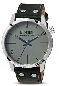   MOSCHINO XXL BLACK LEATHER STRAP BLUE DIAL