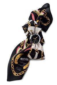   MOSCHINO FASHION VICTIM BLACK LEATHER STRAP