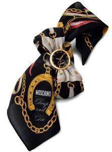   MOSCHINO FASHION VICTIM BLACK  LEATHER STRAP