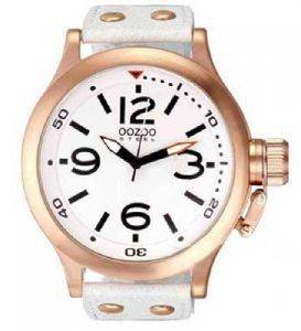 ΓΥΝΑΙΚΕΙΟ ΡΟΛΟΙ OOZOO STEEL XL WHITE LEATHER STRAP ΓΥΝΑΙΚΕΙΟ ΡΟΛΟΙ OOZOO STEEL XL WHITE LEATHER STRAP
