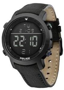   POLICE CYBER BLACK LEATHER STRAP