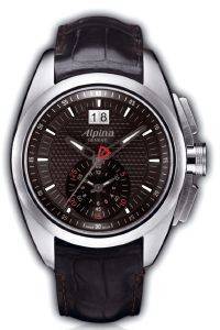  O ALPINA CLUB CHRONOGRAPH BLACK LEATHER STRAP