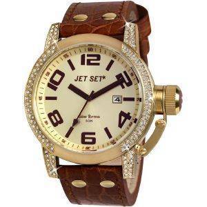   JET SET SAN REMO CRYSTAL BROWN LEATHER STRAP