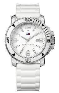 O O MMY HILFIGER WHITE RUBBER STRAP