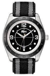 ΑΝΔΡΙΚO ΡΟΛOΙ LACOSTE PANAMA BLACK AND GREY CANVAS STRAP