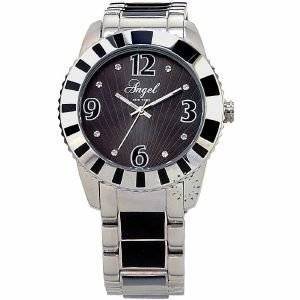 I O ANGEL STAINLESS STEEL BLACK ENAMEL BRACELET