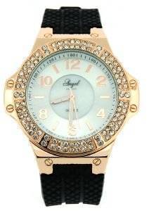 ΓΥΝΑΙΚΕIΟ ΡΟΛOΙ ANGEL CRYSTAL BLACK RUBBER STRAP ΓΥΝΑΙΚΕIΟ ΡΟΛOΙ ANGEL CRYSTAL BLACK RUBBER STRAP