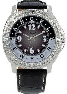ΓΥΝΑΙΚΕIΟ ΡΟΛOΙ ANGEL ANGEL CRYSTAL BLACK LEATHER STRAP ΓΥΝΑΙΚΕIΟ ΡΟΛOΙ ANGEL ANGEL CRYSTAL BLACK LEATHER STRAP