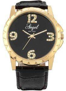   ANGEL CRYSTAL BLACK LEATHER STRAP