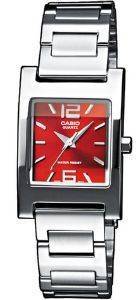 CASIO COLLECTION STAINLESS STEEL BRACELET RED DIAL LTP-1283D-4A2EF