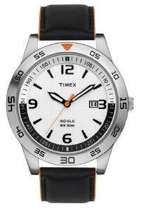 TIMEX BLACK LEATHER STRAP WHITE DIAL TIMEX BLACK LEATHER STRAP WHITE DIAL