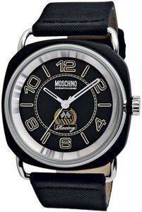 MOSCHINO RACING BLACK LEATHER STRAP