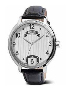 MOSCHINO ΤIME FOR ONESELF BLACK LEATHER STRAP MOSCHINO ΤIME FOR ONESELF BLACK LEATHER STRAP