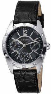 ESPRIT STARGLANCE CRYSTAL BLACK LEATHER STRAP