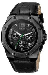 ESPRIT CLEAR OCTO ALL BLACK LEATHER STRAP
