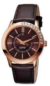 ESPRIT QUARTER ROSE GOLD BROWN LEATHER STRAP