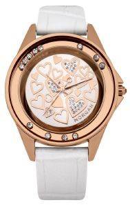 MORGAN DE TOI CRYSTAL ROSE GOLD WHITE LEATHER STRAP