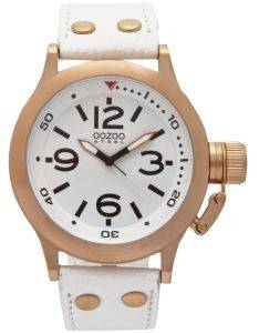 ΓΥΝΑΙΚΕΙΟ ΡΟΛΟΙ OOZOO STEEL XXL WHITE LEATHER STRAP ΓΥΝΑΙΚΕΙΟ ΡΟΛΟΙ OOZOO STEEL XXL WHITE LEATHER STRAP