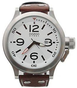   OOZOO STEEL XXL WHITE BROWN LEATHER STRAP