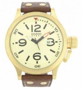   OOZOO STEEL XL GOLD BROWN LEATHER STRAP