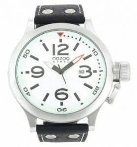   OOZOO STEEL XL WHITE BLACK LEATHER STRAP