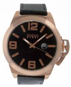 ������� ����� OOZOO STEEL XXL ROSE GOLD BLACK LEATHER STRAP