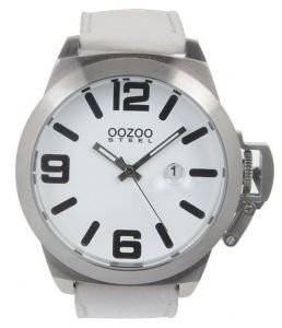 ΑΝΔΡΙΚΟ ΡΟΛΟΙ OOZOO STEEL XXL WHITE LEATHER STRAP ΑΝΔΡΙΚΟ ΡΟΛΟΙ OOZOO STEEL XXL WHITE LEATHER STRAP