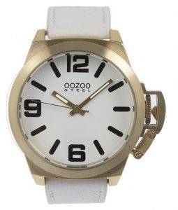   OZOO STEEL XL WHITE LEATHER STRAP