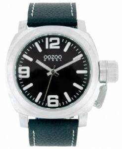 ΑΝΔΡΙΚΟ ΡΟΛΟΙ OOZOO STEEL XL BLACK LEATHER STRAP ΑΝΔΡΙΚΟ ΡΟΛΟΙ OOZOO STEEL XL BLACK LEATHER STRAP