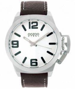   OOZOO STEEL XL WHITE BROWN LEATHER STRAP