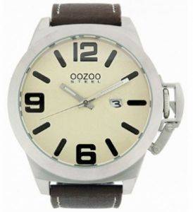   OOZOO STEEL XXL WHITE BROWN LEATHER STRAP