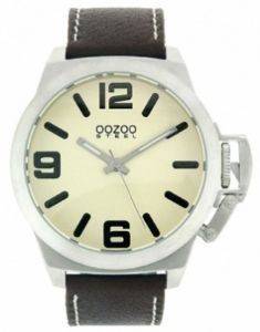   OOZOO STEEL XL WHITE BROWN LEATHER STRAP