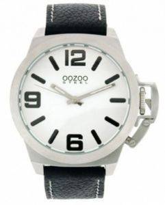   OOZOO STEEL XL WHITE BLACK LEATHER STRAP