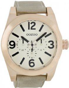    OOZOO TIMEPIECES XL BEIGE LEATHER STRAP C6732