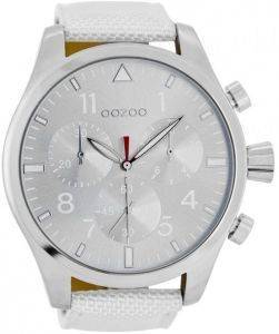 ΑΝΔΡΙΚΟ ΡΟΛΟΙ OOZOO TIMEPIECES XXL WHITE LEATHER STRAP C6620 ΑΝΔΡΙΚΟ ΡΟΛΟΙ OOZOO TIMEPIECES XXL WHITE LEATHER STRAP C6620