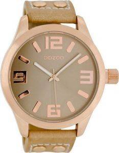    OOZOO ROSE GOLD TIMEPIECES BROWN LEATHER STRAP C1151