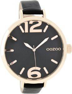   OOZOO XXL ROSE GOLD BLACK LEATHER STRAP C7964