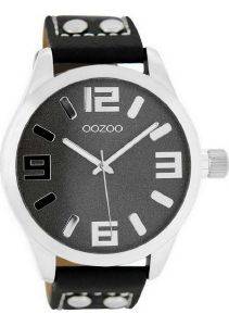   OOZOO TIMEPIECES XXL BLACK LEATHER STRAP C8463