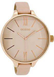   OOZOO TIMEPIECES XL ROSE GOLD PINK LEATHER STRAP C8401