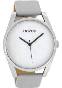   OOZOO TIMEPIECES XL GREY LEATHER STRAP C8395
