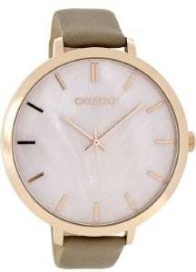   OOZOO TIMEPIECES XXL ROSE GOLD BEIGE LEATHER STRAP C8352