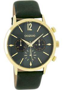   OOZOO TIMEPIECES GOLD GREEN LEATHER STRAP C8246