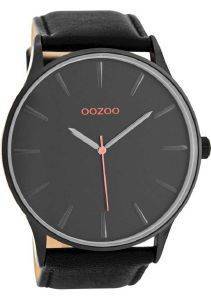   OOZOO TIMEPIECES XXL BLACK LEATHER STRAP C8233