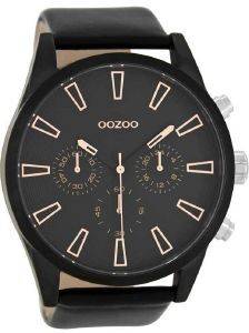   OOZOO TIMEPIECES XXL BLACK LEATHER STRAP C8204