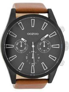   OOZOO TIMEPIECES XXL BROWN LEATHER STRAP C8203